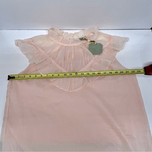 Ryegrass Top Peach Bisque Large Mock High Ruffle Neck Cotton Romantic Boho New - Picture 8 of 12